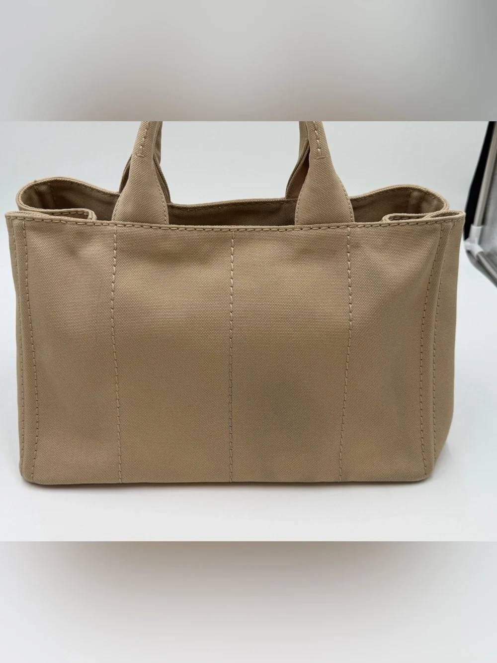 Prada Canapa Large Khaki Tote w/Dust Bag and Entrupy COA Very Good Condition - Picture 4 of 16